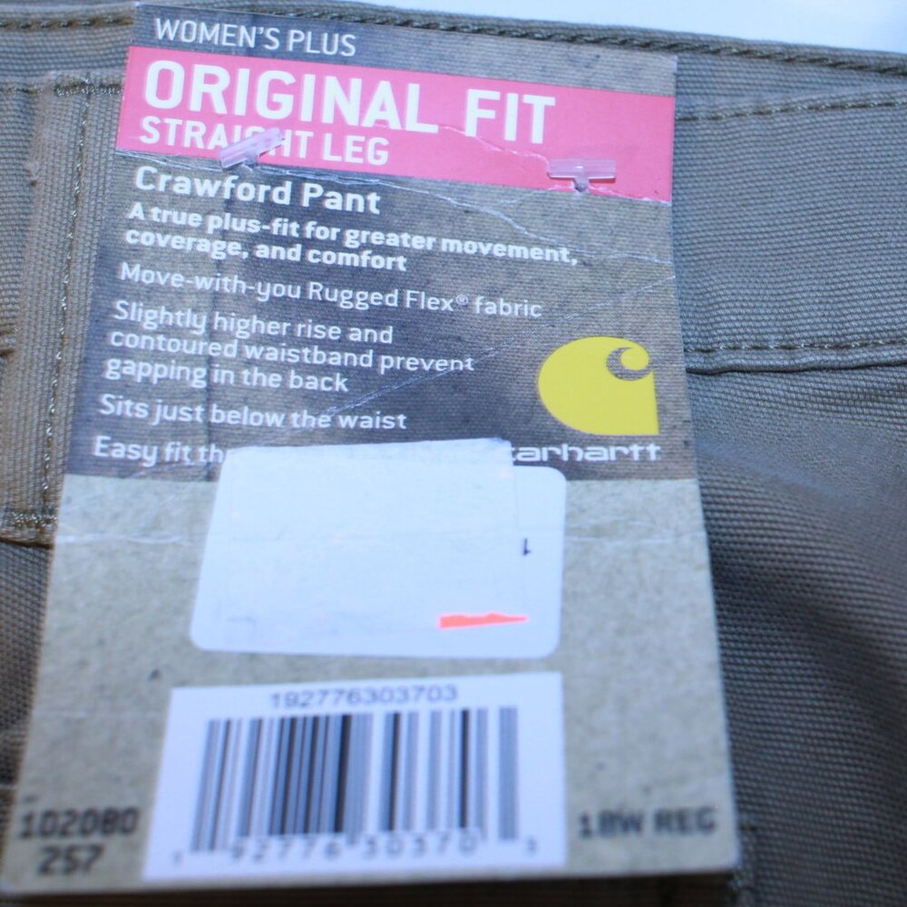 Carhartt Sz 18W Regular Beige Crawford Original Fit Straight Leg Pant 102080-257 - Picture 3 of 8